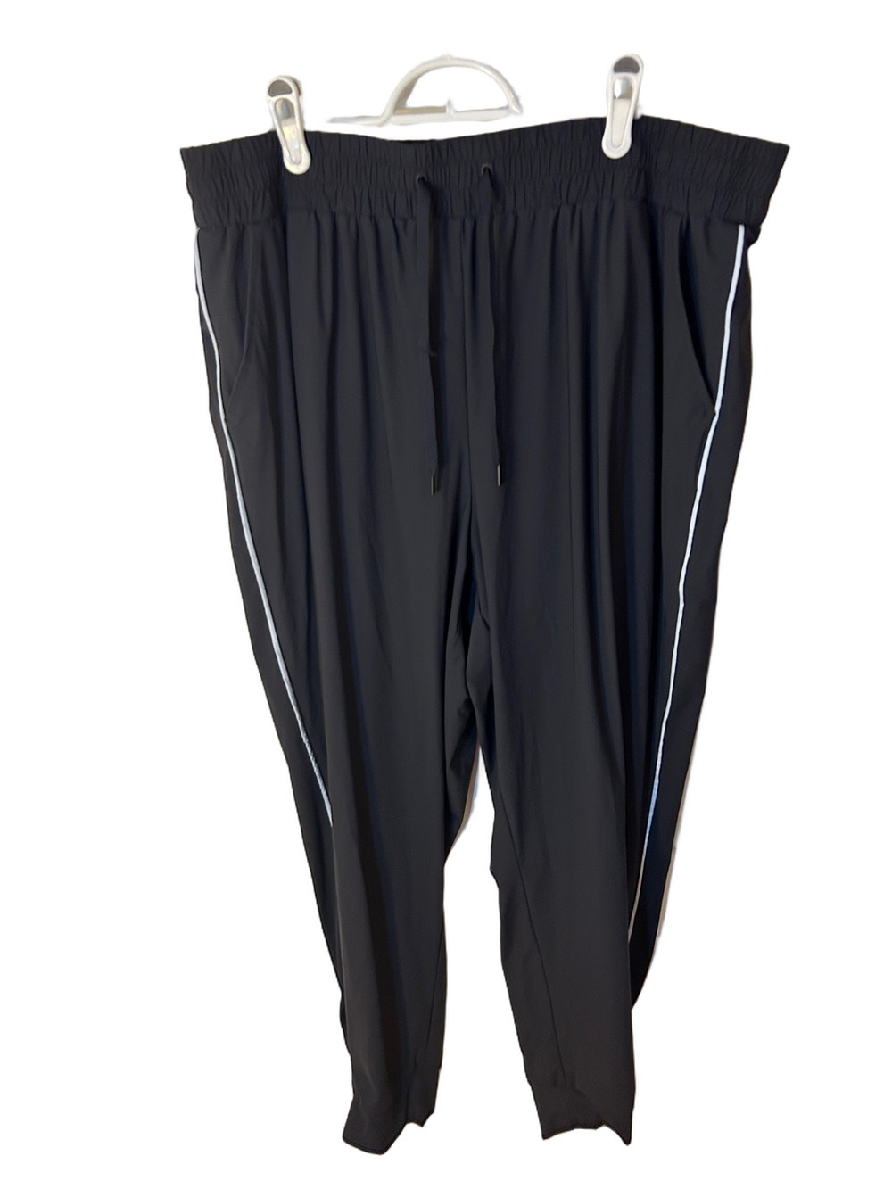 Pennington’s Active Zone Black Track Pants / Jogger Pants with White Piping 1X